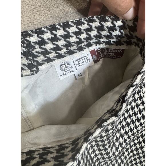 Vtg Houndstooth Pleated Midi Skirt 100% Wool Women’s Sz 14 Academia Oktober - Picture 3 of 5